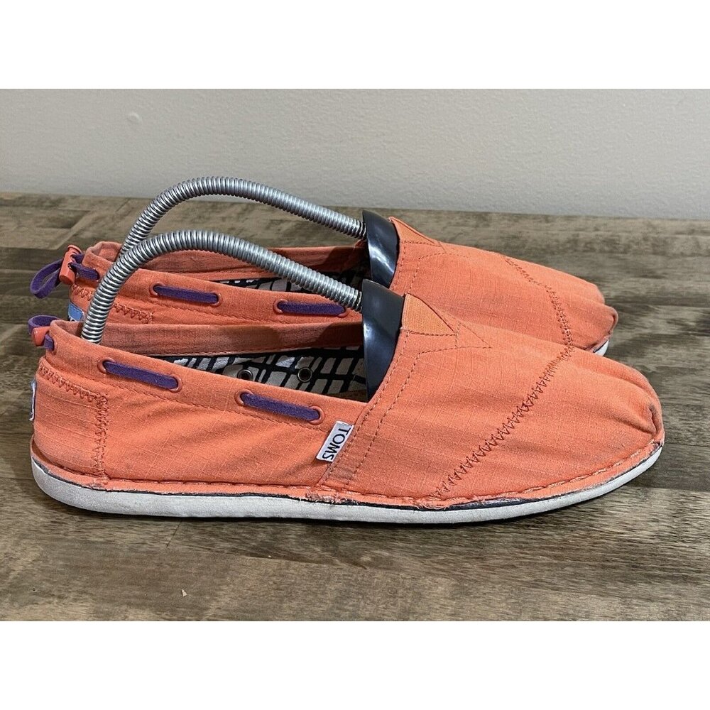 Toms Womens Yellow Bimini Boat Shoe Size 7 Canvas Slip On Adjustable